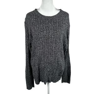 Kim Rogers Black White Sweater Size XXL 2XL Y2K Cable-Knit Cotton Casual Plus